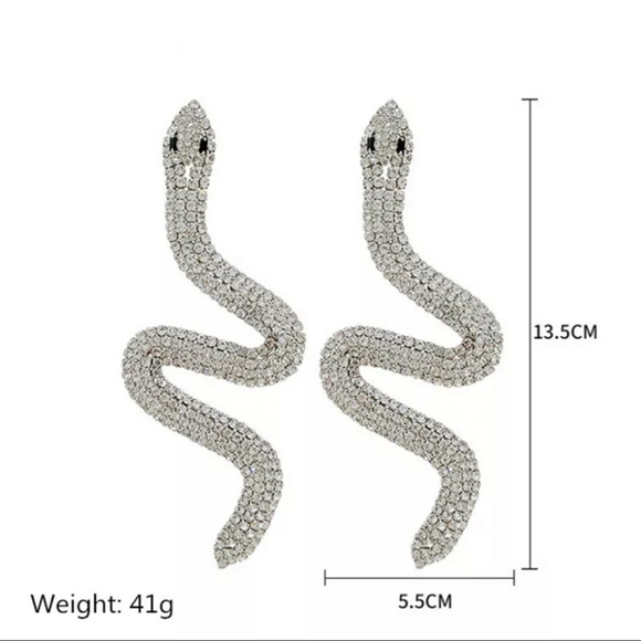 🎀Georgous Large Sparkling Snake Shape Earr - Picture 6 of 7